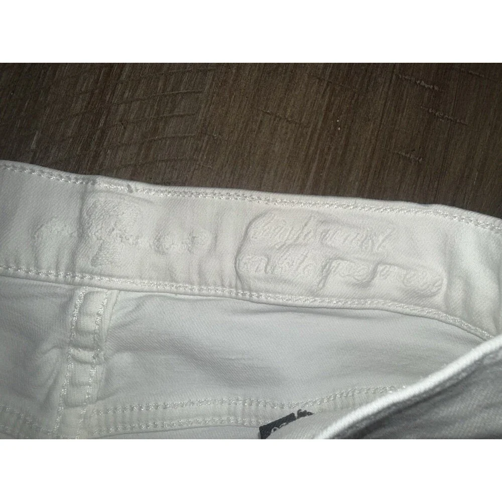 7 Seven For All Mankind High Waist Ankle Skinny Jeans Stretch Raw Hem White 26